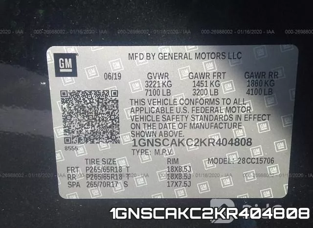 1GNSCAKC2KR404808 фото 10