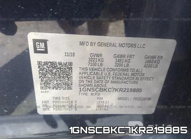 1GNSCBKC7KR219885 фото 10