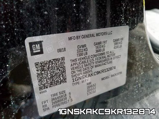 1GNSKAKC9KR132874 фото 2