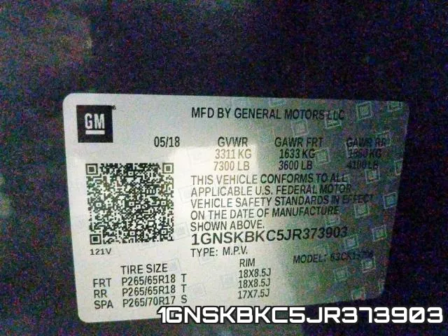 1GNSKBKC5JR373903 фото 2