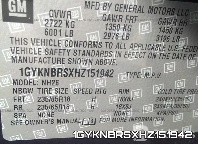 1GYKNBRSXHZ151942 фото 10