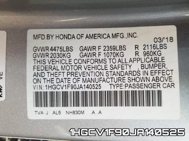 1HGCV1F90JA140525 фото 2