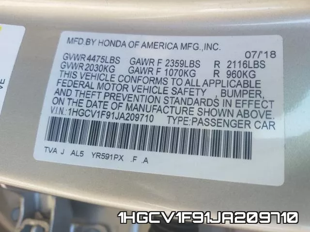 1HGCV1F91JA209710 фото 2