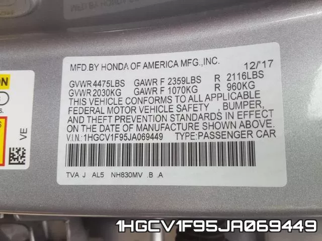 1HGCV1F95JA069449 фото 2