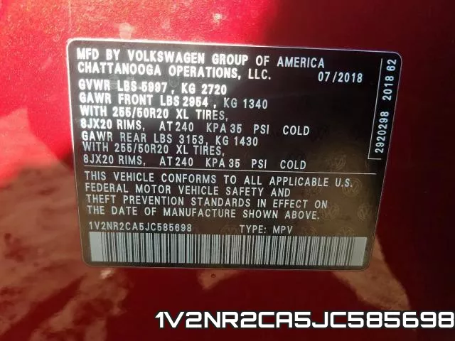 1V2NR2CA5JC585698 фото 2