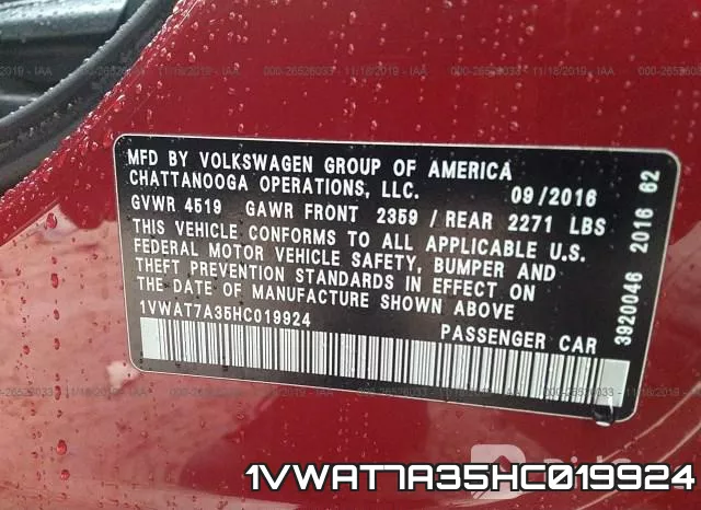 1VWAT7A35HC019924 фото 10