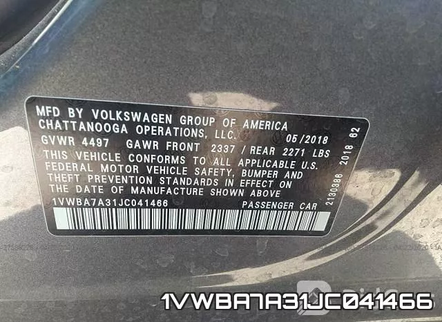 1VWBA7A31JC041466 фото 10