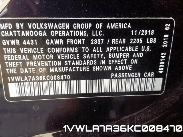 1VWLA7A36KC008470 фото 2