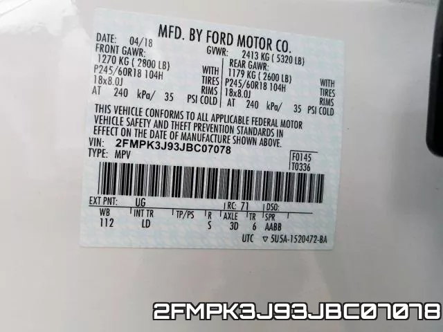2FMPK3J93JBC07078 фото 2