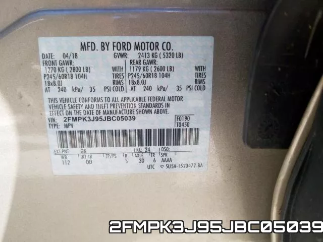 2FMPK3J95JBC05039 фото 2