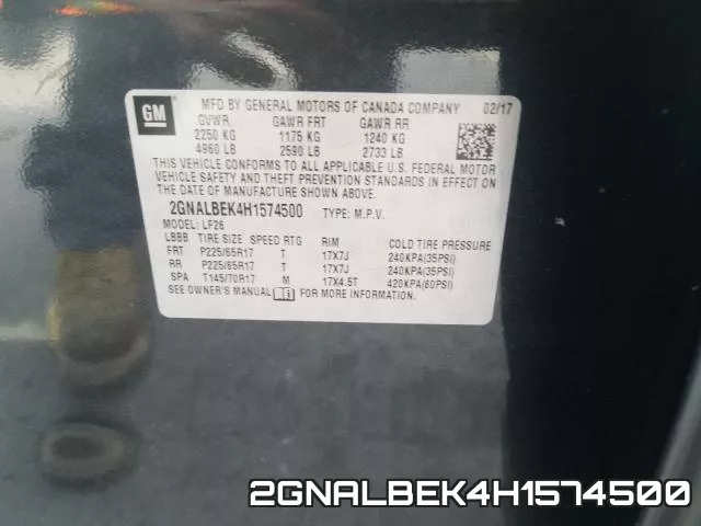 2GNALBEK4H1574500 фото 2