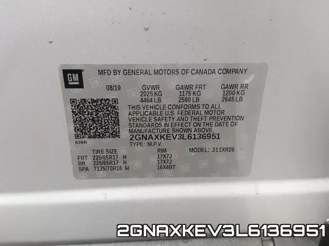 2GNAXKEV3L6136951 фото 2