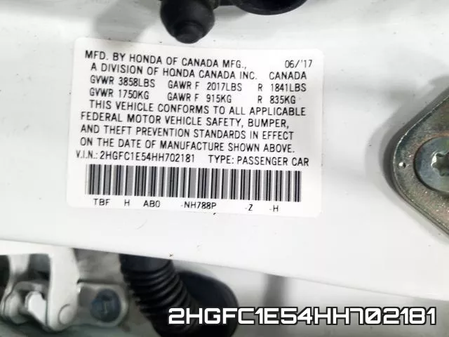 2HGFC1E54HH702181 фото 2