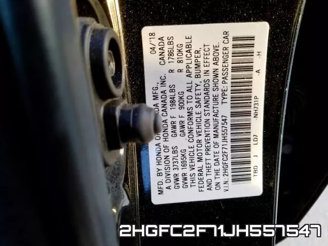 2HGFC2F71JH557547 фото 2