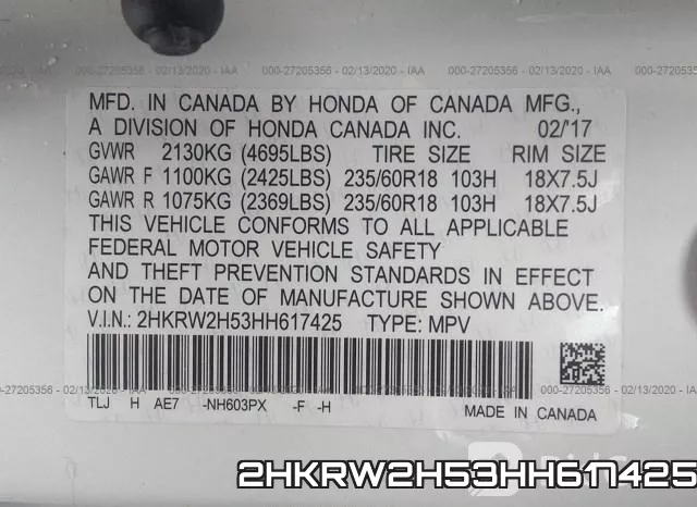 2HKRW2H53HH617425 фото 10