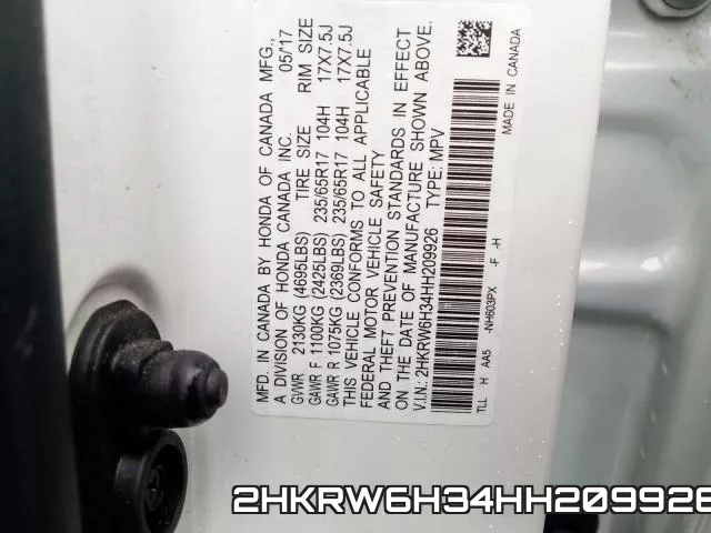 2HKRW6H34HH209926 фото 2
