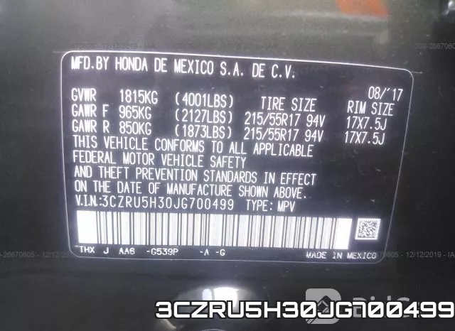 3CZRU5H30JG700499 фото 10
