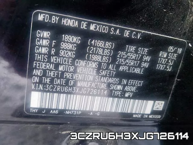 3CZRU6H3XJG726114 фото 2
