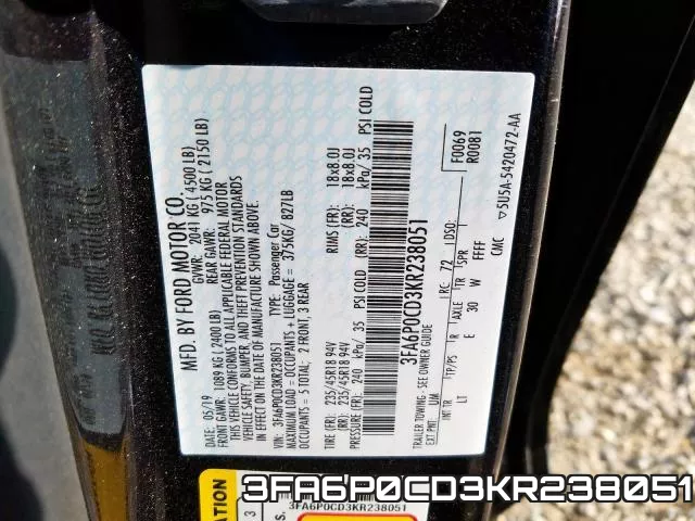 3FA6P0CD3KR238051 фото 2