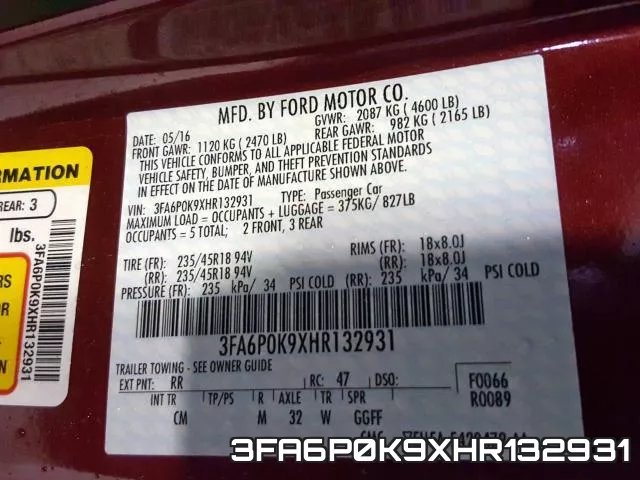 3FA6P0K9XHR132931 фото 2