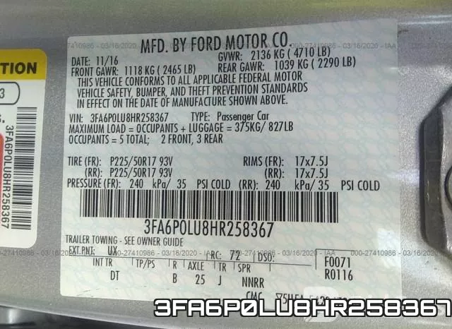 3FA6P0LU8HR258367 фото 10