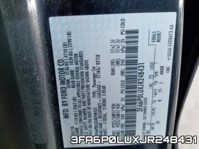3FA6P0LUXJR248431 фото 2