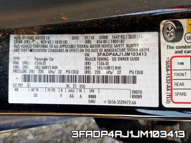3FADP4AJ1JM103413 фото 2
