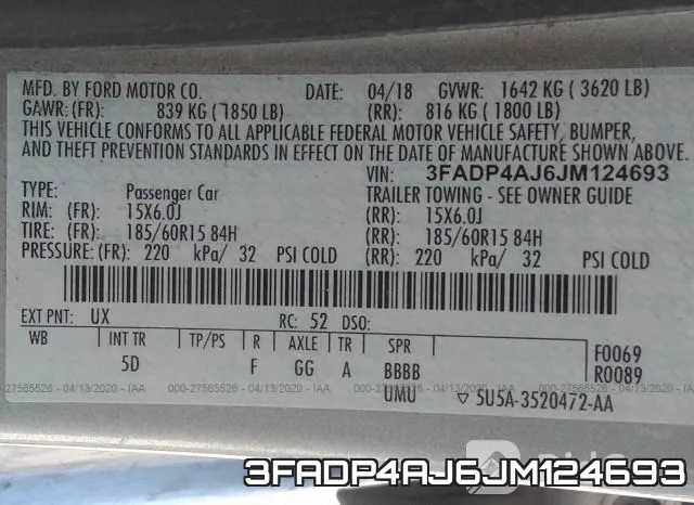3FADP4AJ6JM124693 фото 10