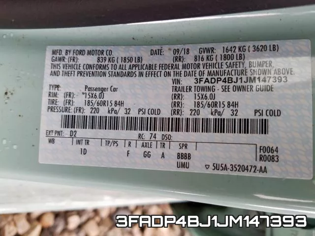 3FADP4BJ1JM147393 фото 2