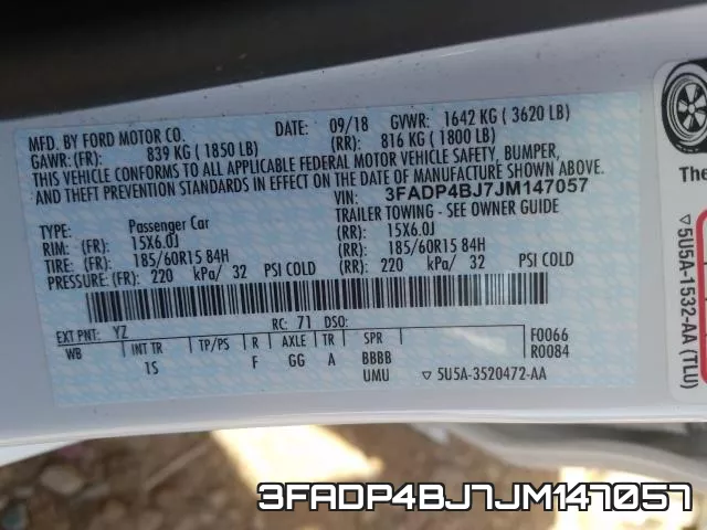 3FADP4BJ7JM147057 фото 2