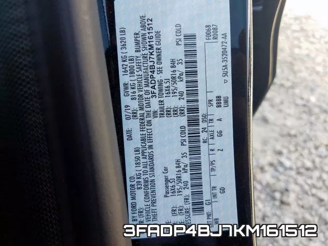 3FADP4BJ7KM161512 фото 2