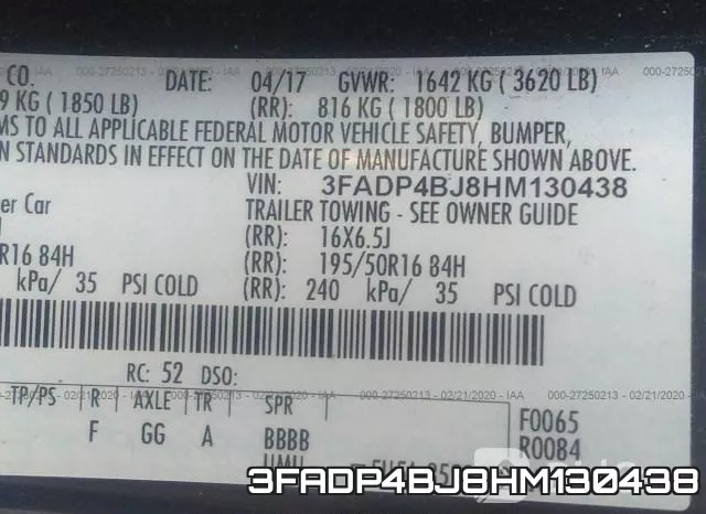 3FADP4BJ8HM130438 фото 10