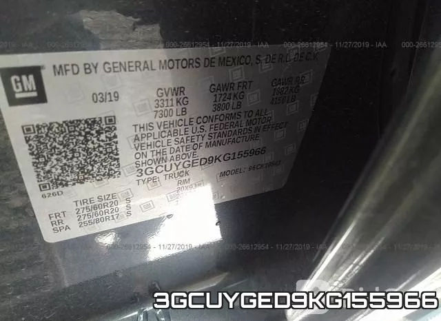 3GCUYGED9KG155966 фото 10