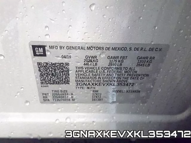 3GNAXKEVXKL353472 фото 2