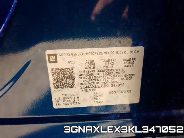 3GNAXLEX3KL347052 фото 2