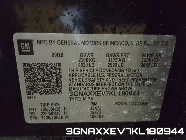 3GNAXXEV7KL180944 фото 2
