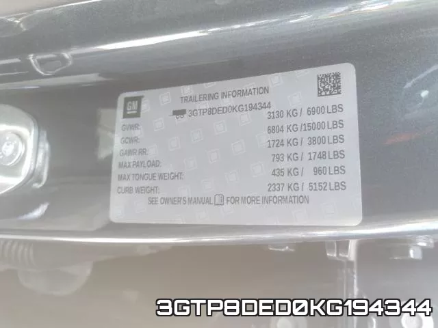 3GTP8DED0KG194344 фото 2