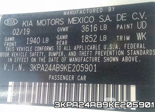 3KPA24AB9KE205901 фото 10