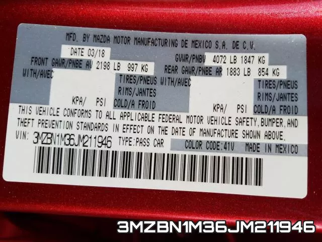 3MZBN1M36JM211946 фото 2