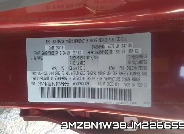3MZBN1W38JM226655 фото 10