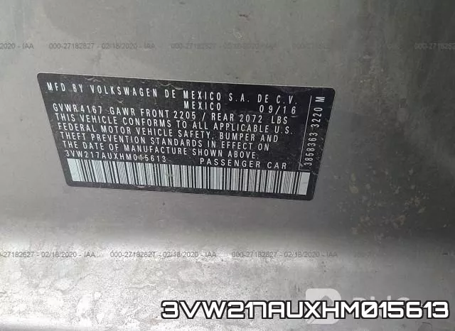3VW217AUXHM015613 фото 10