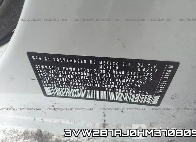 3VW2B7AJ0HM370809 фото 10