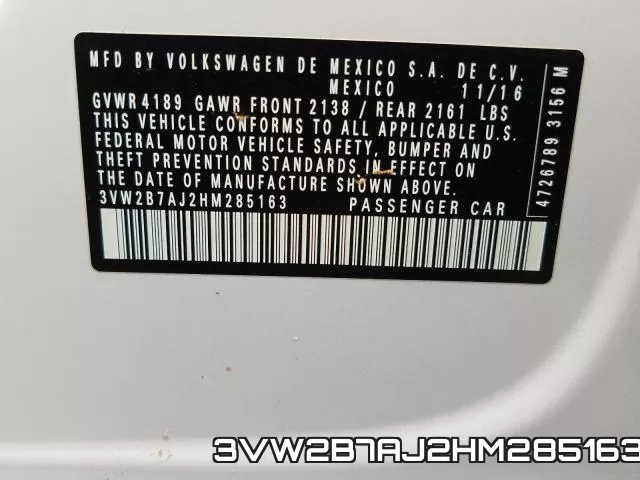 3VW2B7AJ2HM285163 фото 2