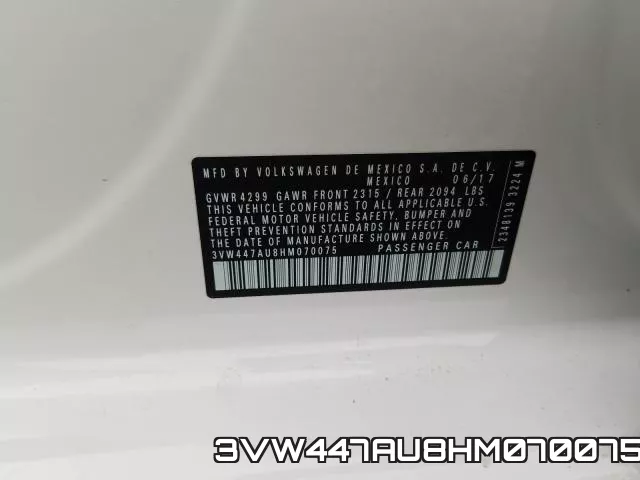 3VW447AU8HM070075 фото 2