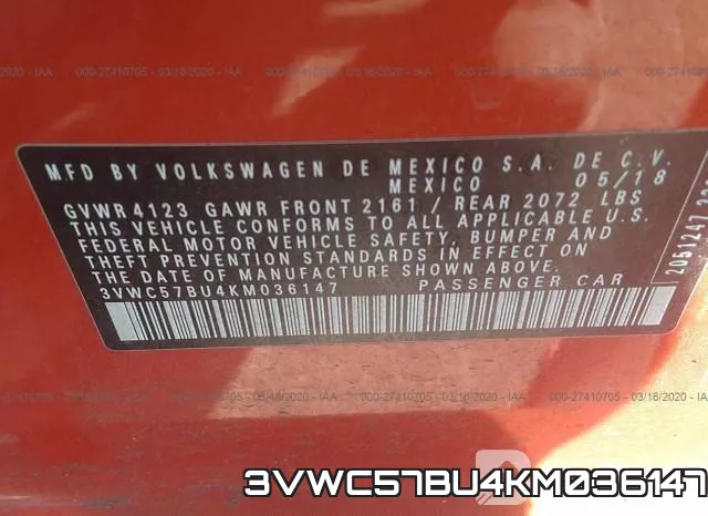 3VWC57BU4KM036147 фото 10