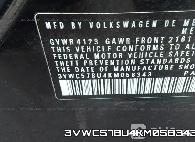 3VWC57BU4KM058343 фото 10