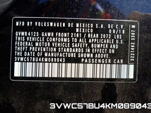 3VWC57BU4KM089043 фото 2