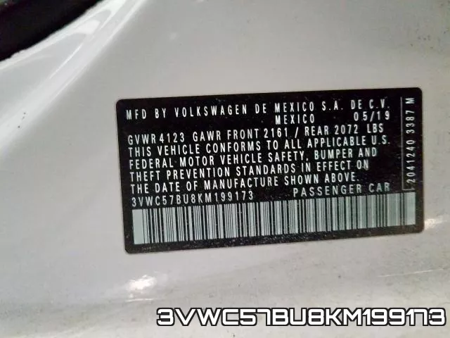 3VWC57BU8KM199173 фото 2