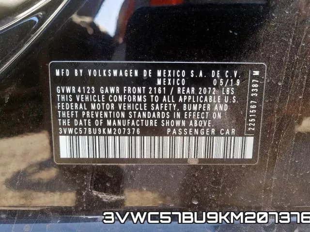 3VWC57BU9KM207376 фото 2