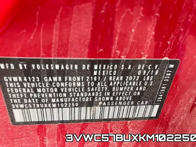 3VWC57BUXKM102250 фото 2
